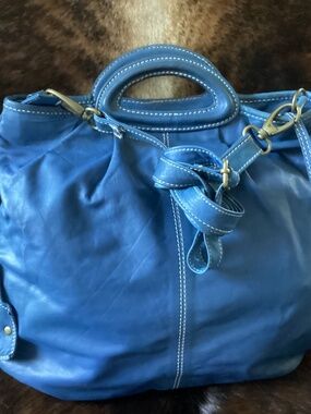 Latico NJ USA Fine Blue Leather Tote/Crossbody Handbag🦋